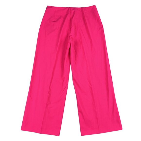 NWT Mango Womens Straight Culotte Cropped High Rise Hot Pink Trousers Sz 10 - Picture 3 of 7